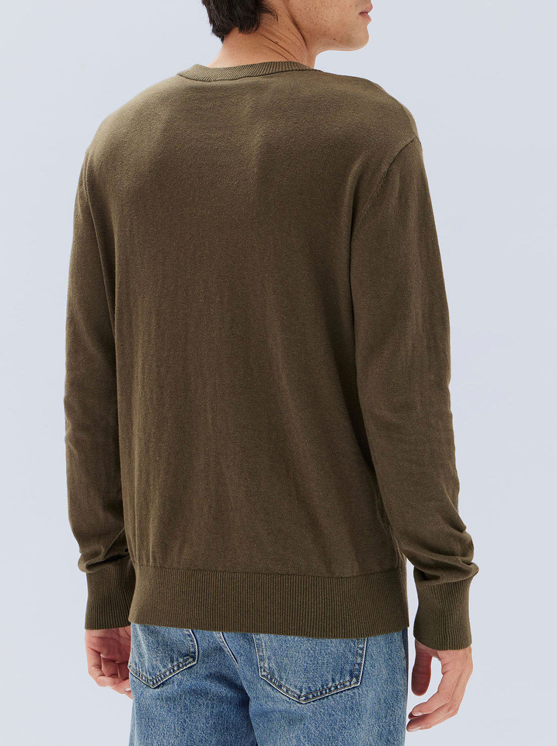 Assembly - Mens Cotton Cashmere Long Sleeve Sweater - Pea Marle