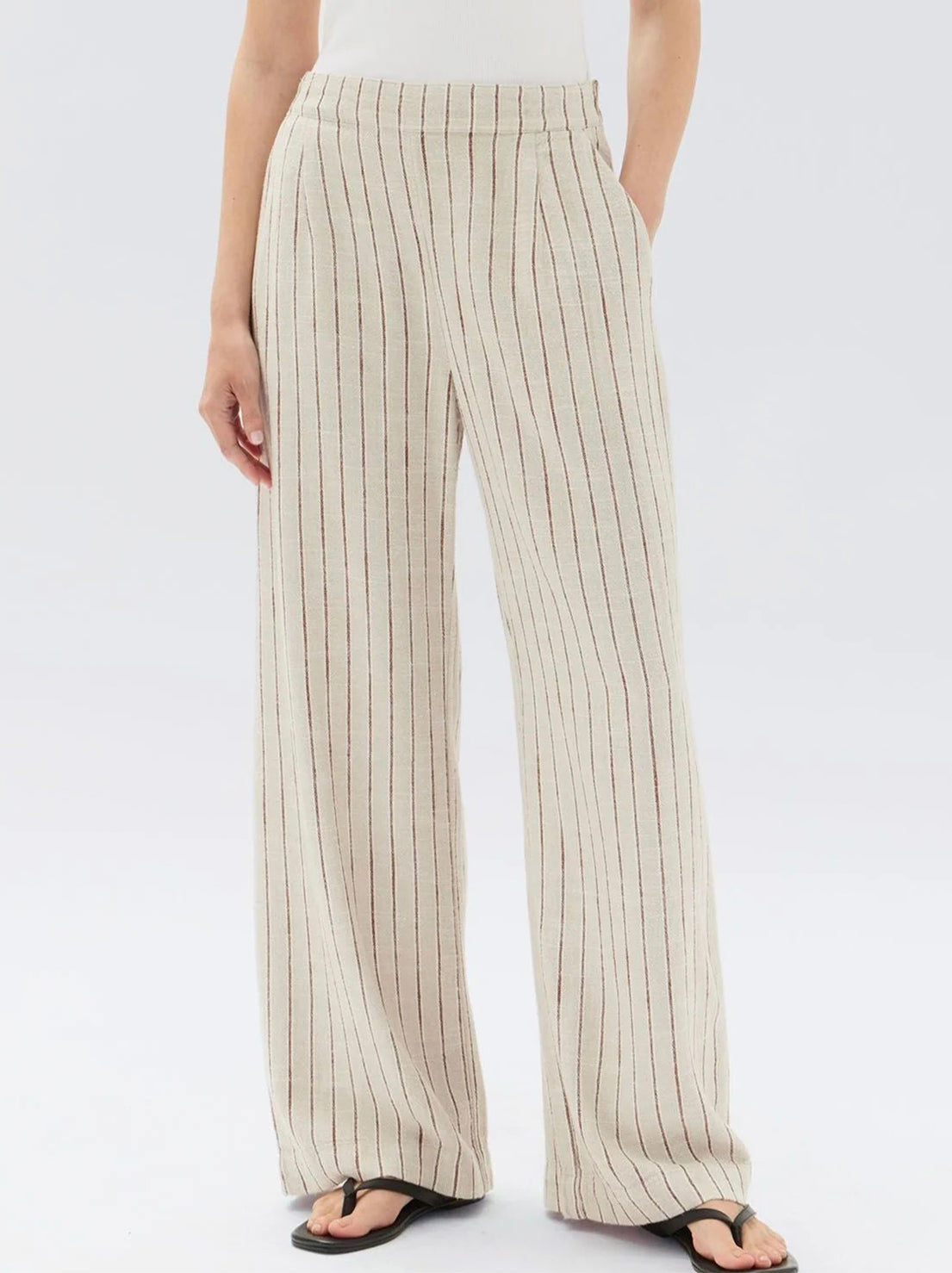 Assembly - Neva Stripe Linen Trouser - Oat Stripe