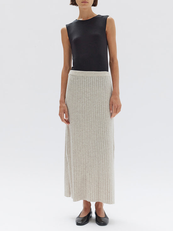 Assembly - Wool Cashmere Rib Skirt - Oat Marle