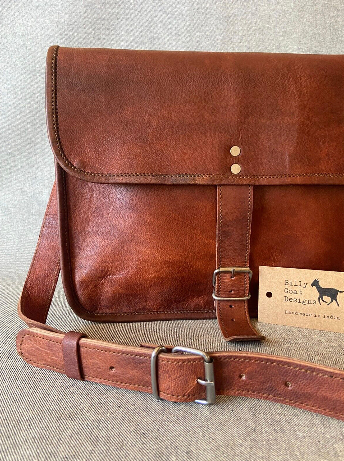 Billy Goat Designs - One Strap Leather Satchel - Medium 13" (S13R)