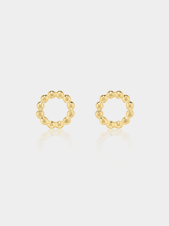 Linda Tahija - Beaded Circle Stud Earrings - Gold Plated
