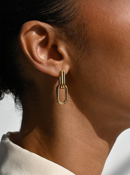 Linda Tahija - Twofold Linked Hoop Earrings - Gold Plated