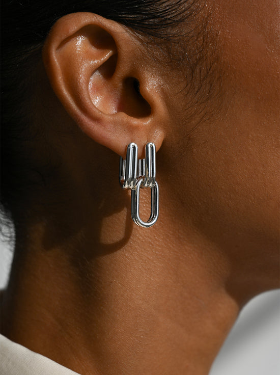 Linda Tahija - Twofold Linked Hoop Earrings - Sterling Silver