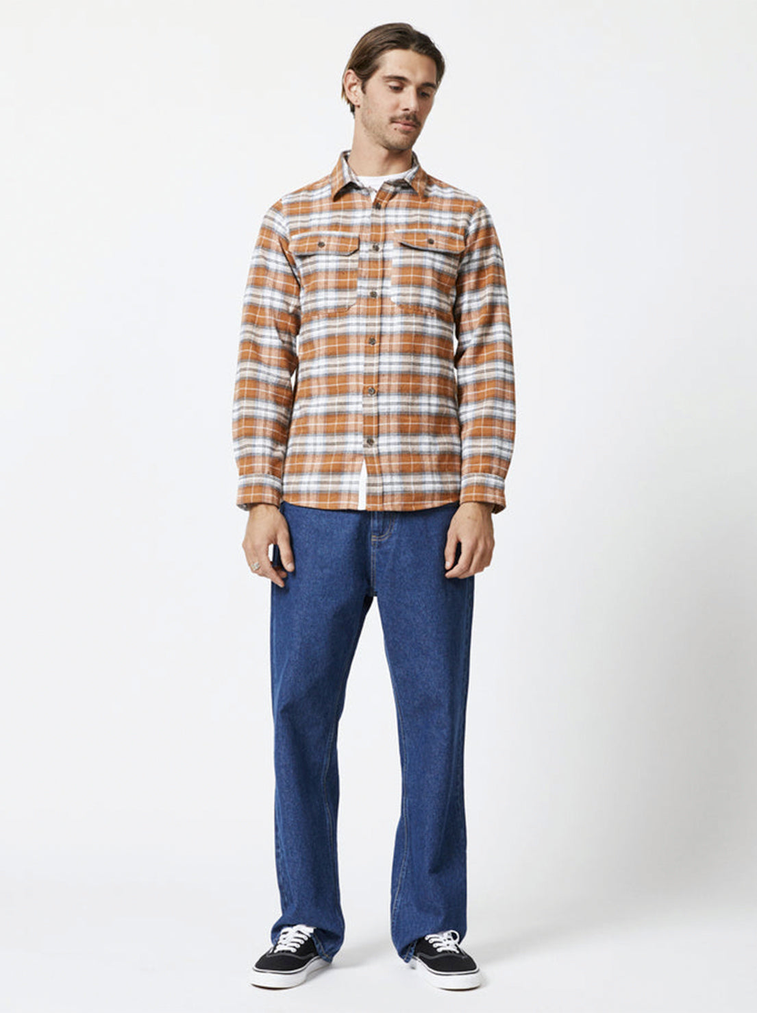 Mr Simple - Classic Flannel LS Shirt - Ochre