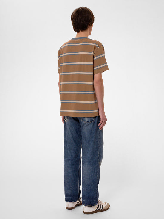 Nudie - Leffe 90s Stripe T-Shirt - Tobacco