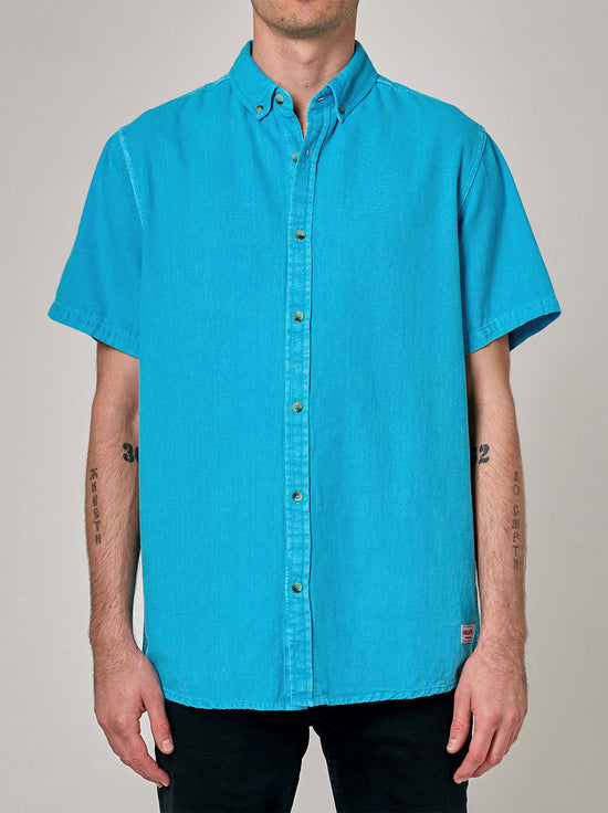 Rolla's - Men At Work S/S Oxford Shirt - Turquoise