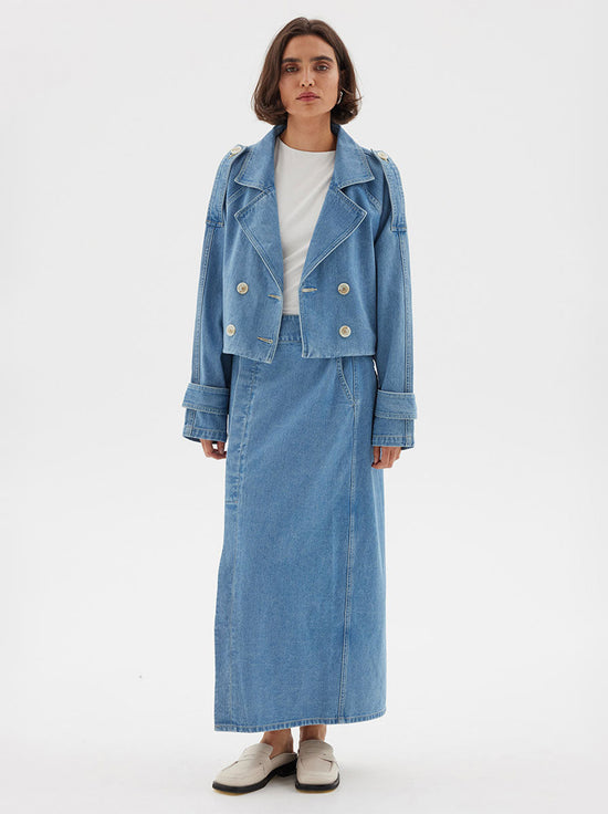 Sovere - Theory Crop Denim Trench - Blue
