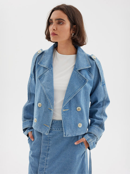 Sovere - Theory Crop Denim Trench - Blue