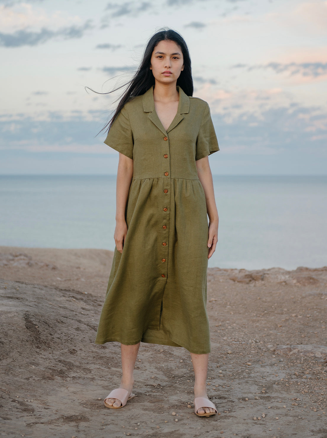 Hemp Clothing Australia - Day Dress - Olive