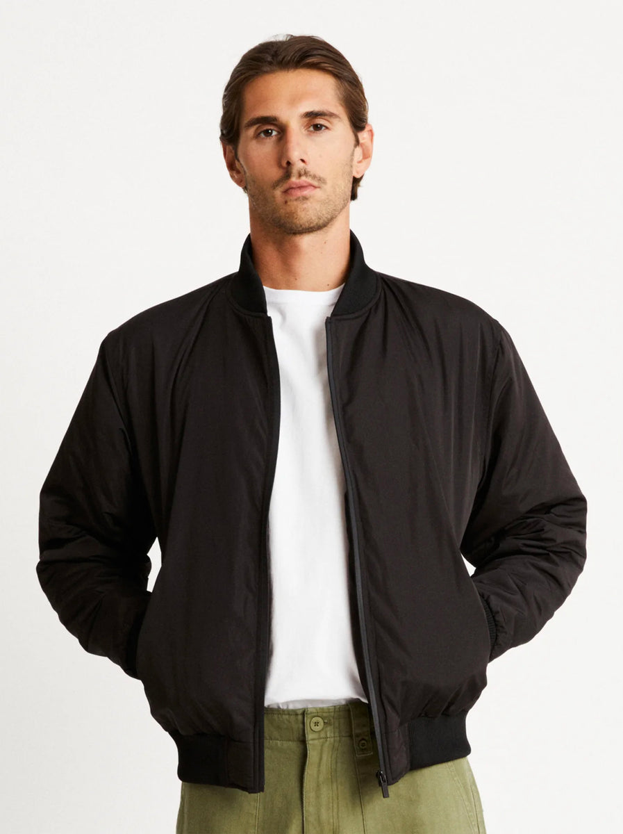 long bomber jacket black