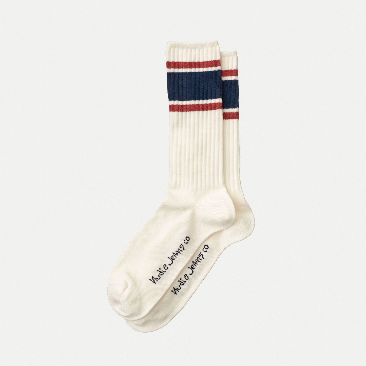 Nudie - Amundsson Sport Socks - Off White / Navy / Red