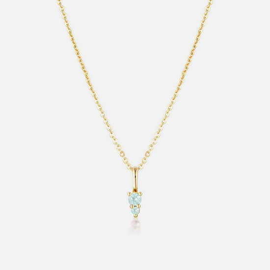 Linda Tahija - Binary Gemstone Necklace - Gold Plated - Aquamarine