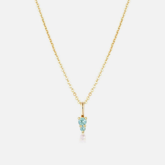 Linda Tahija - Binary Gemstone Necklace - Gold Plated - Blue Topaz