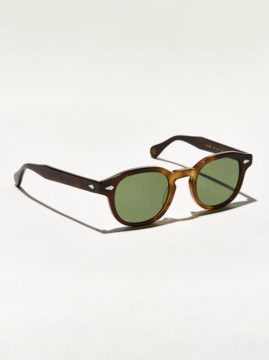 Moscot - Lemtosh Sunglasses in Tobacco 46 (Reg) - Calibar Green Lens