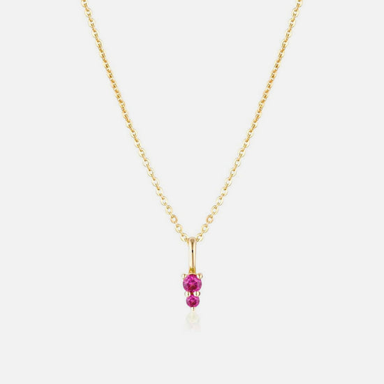 Linda Tahija - Binary Gemstone Necklace - Gold Plated - Created Ruby