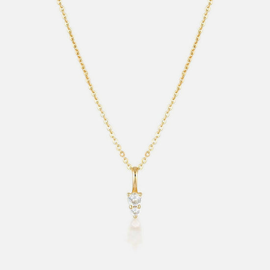Linda Tahija - Binary Gemstone Necklace - Gold Plated - White Topaz