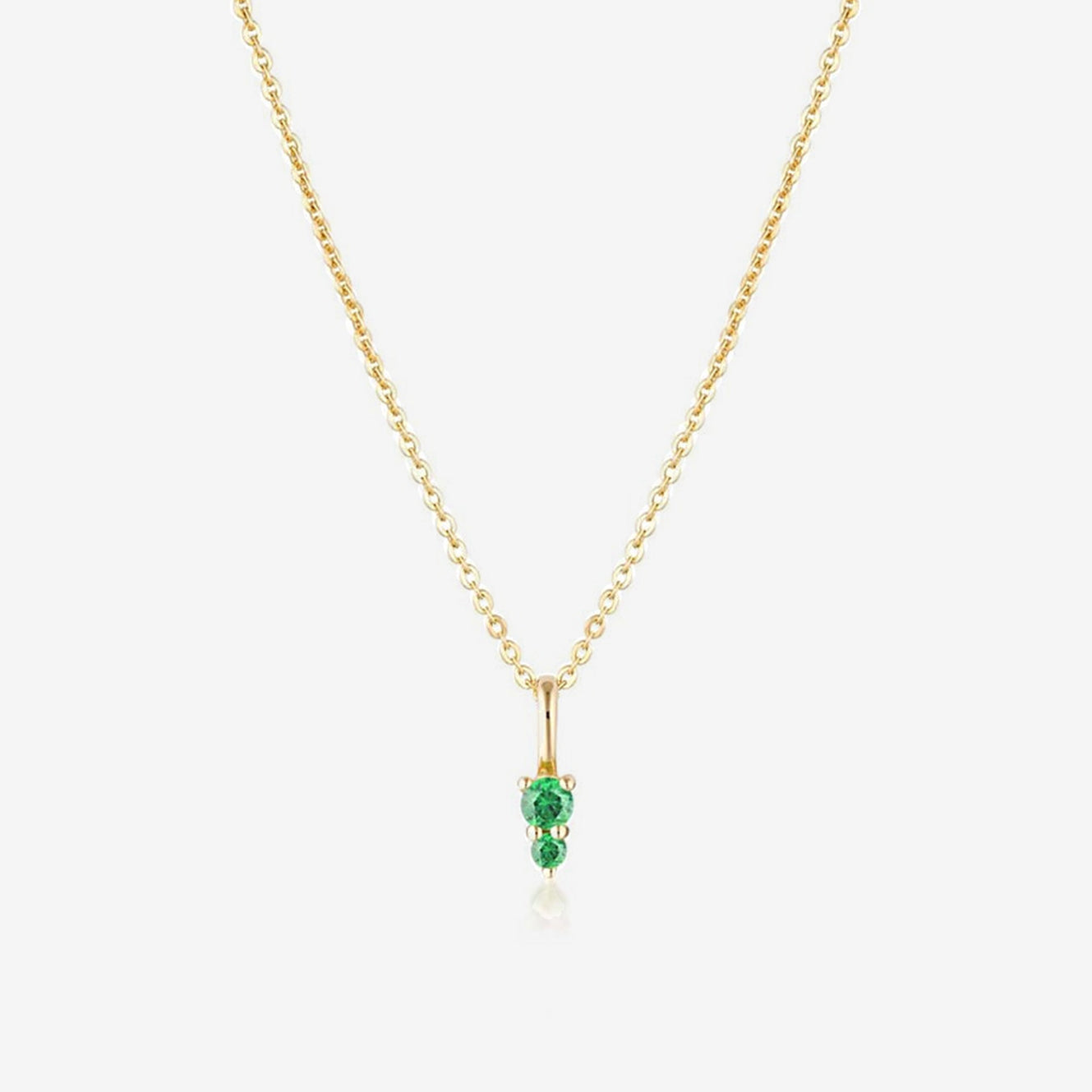 Linda Tahija - Binary Gemstone Necklace - Gold Plated - Created Emerald