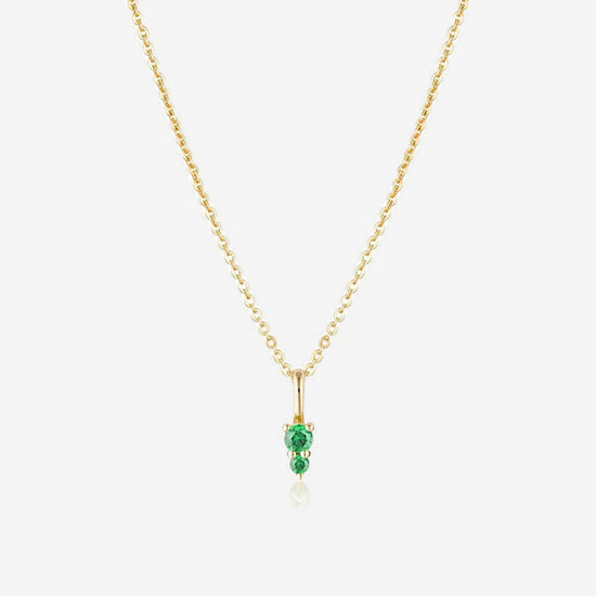 Linda Tahija - Binary Gemstone Necklace - Gold Plated - Created Emerald