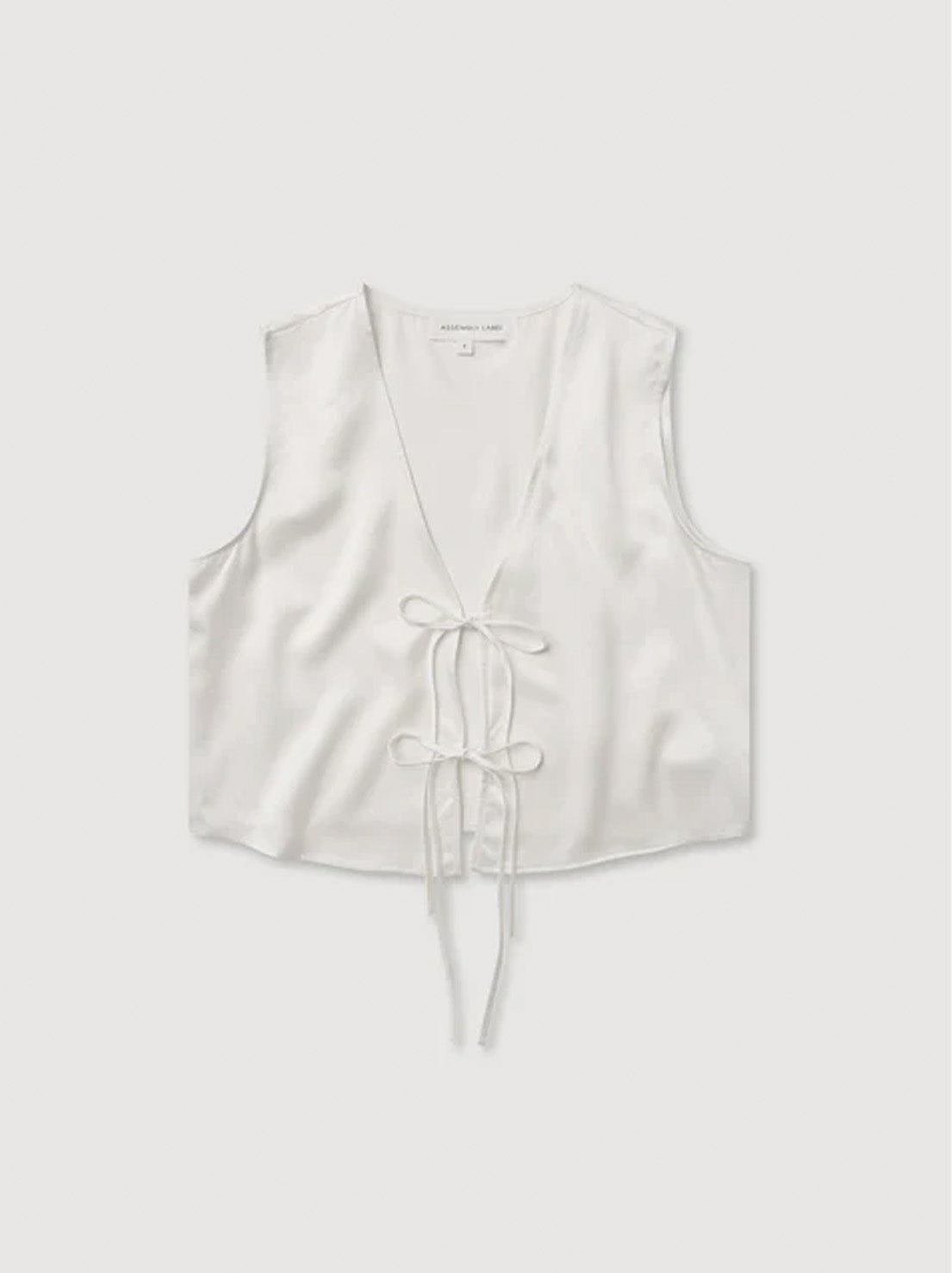 Assembly - Beal Silk Tie Front Top - Antique White
