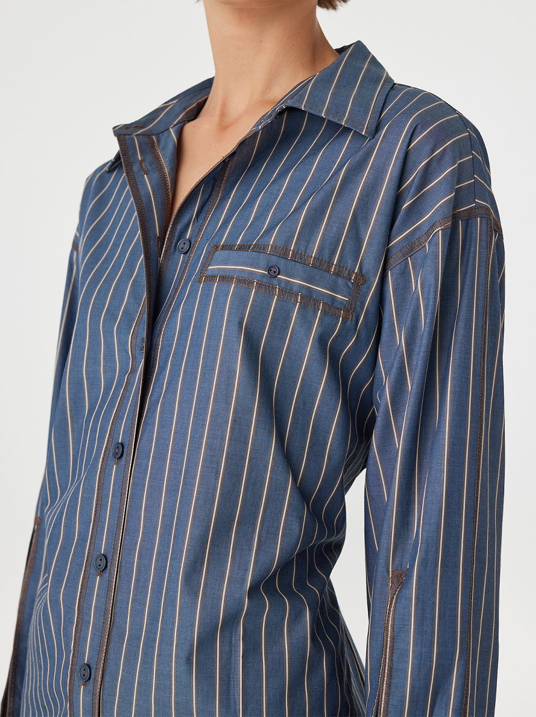 Arcaa Movement - Blair Shirt - Muted Blue Stripe