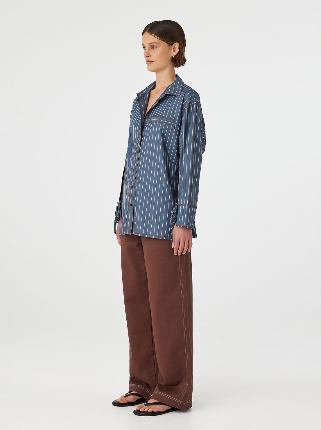 Arcaa Movement - Blair Shirt - Muted Blue Stripe