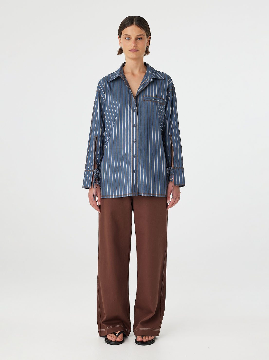 Arcaa Movement - Blair Shirt - Muted Blue Stripe