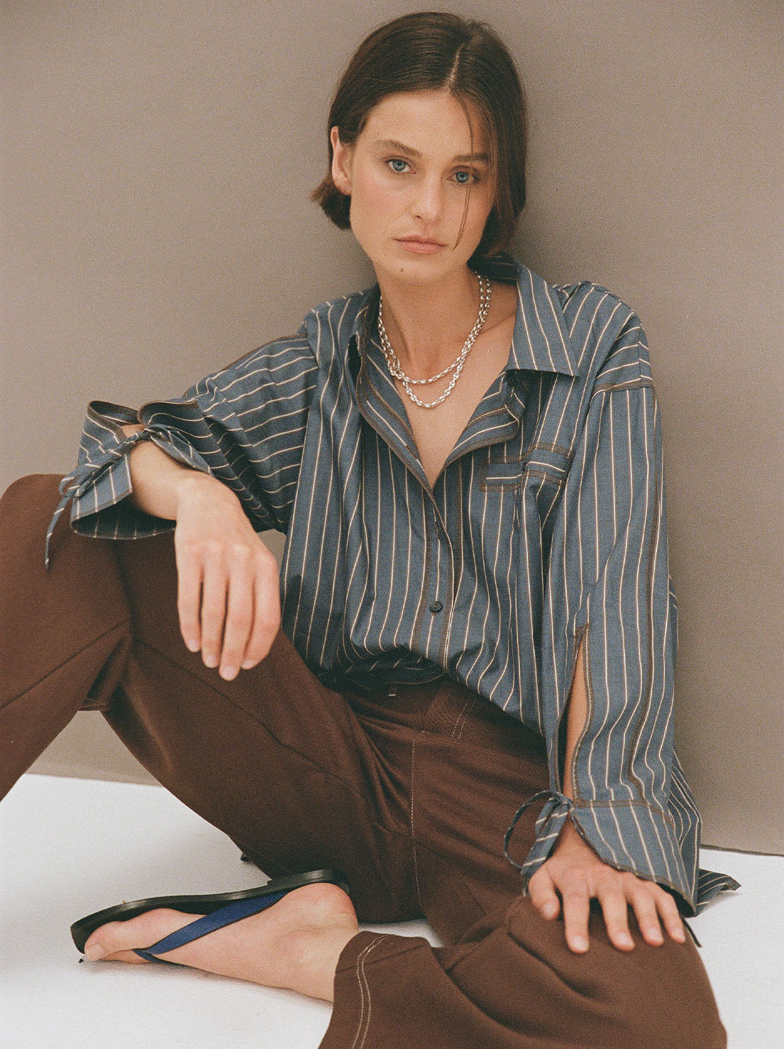 Arcaa Movement - Blair Shirt - Muted Blue Stripe