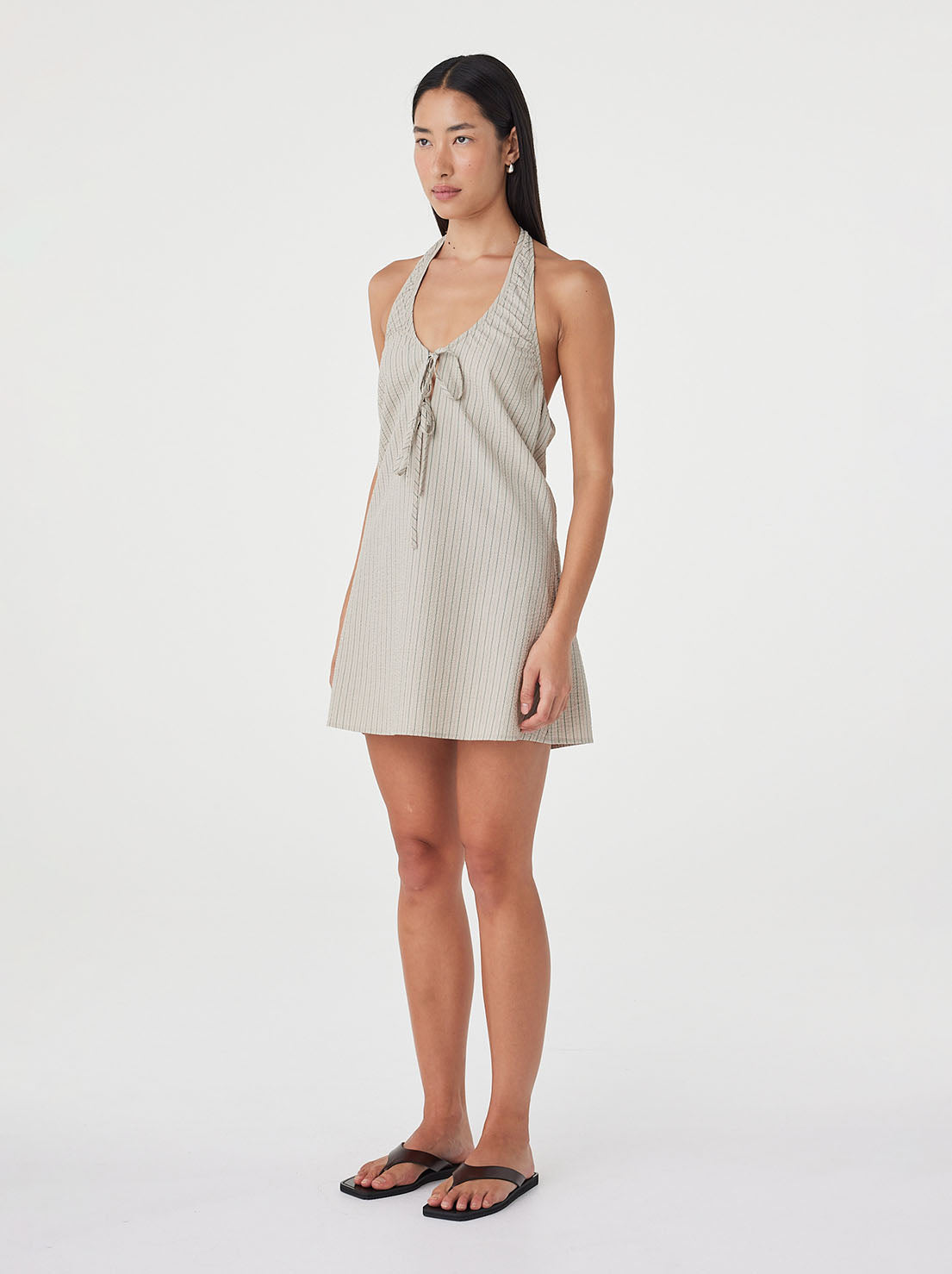Arcaa Movement - Joni Mini Dress - Taupe Stripe