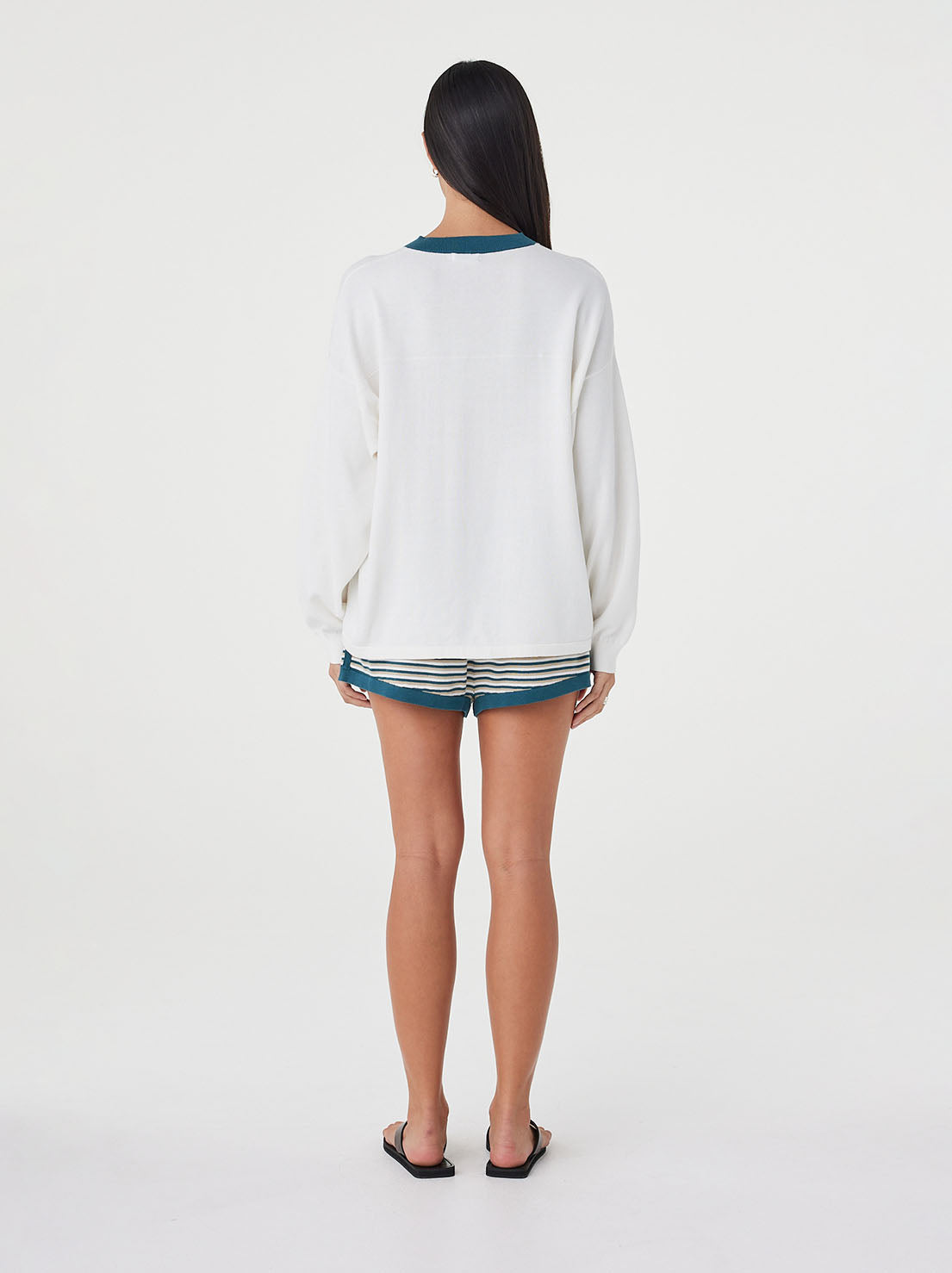 Arcaa Movement - Netta Shorts - Teal Cream Stripe