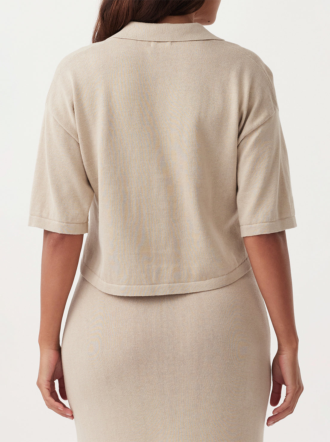 Arcaa Movement - Quinn Cropped Shirt - Taupe & Cream