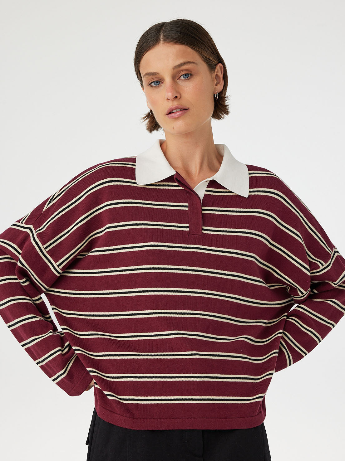 Arcaa Movement - Rayne Knit Jersey - Merlot Stripe