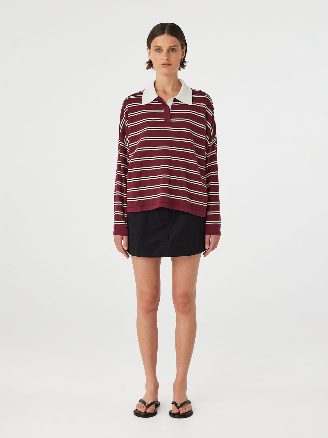 Arcaa Movement - Rayne Knit Jersey - Merlot Stripe