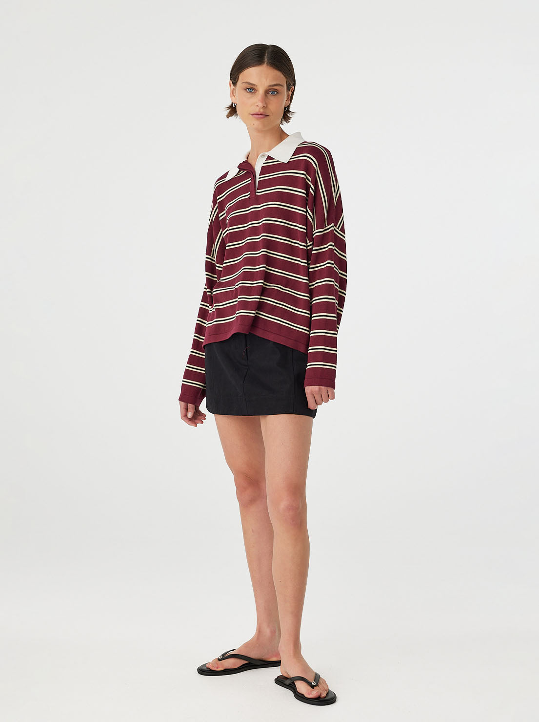 Arcaa Movement - Rayne Knit Jersey - Merlot Stripe