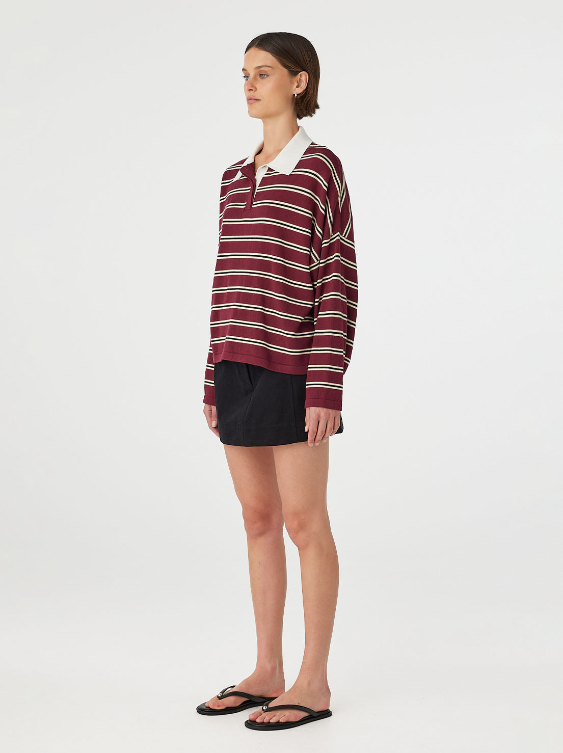 Arcaa Movement - Rayne Knit Jersey - Merlot Stripe