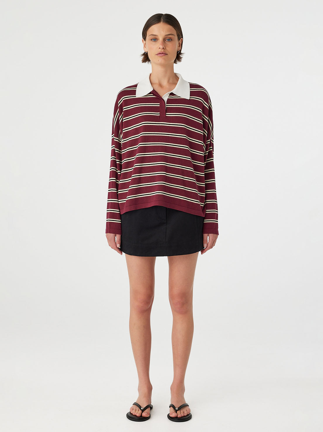 Arcaa Movement - Rayne Knit Jersey - Merlot Stripe
