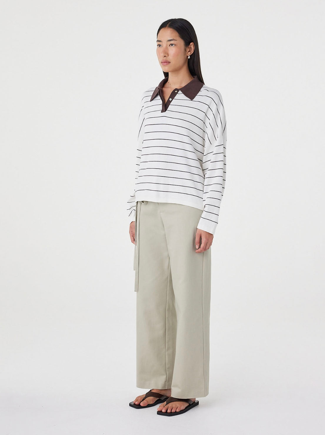Arcaa Movement - Zia Tie Knit Jersey - Cream & Espresso Stripe