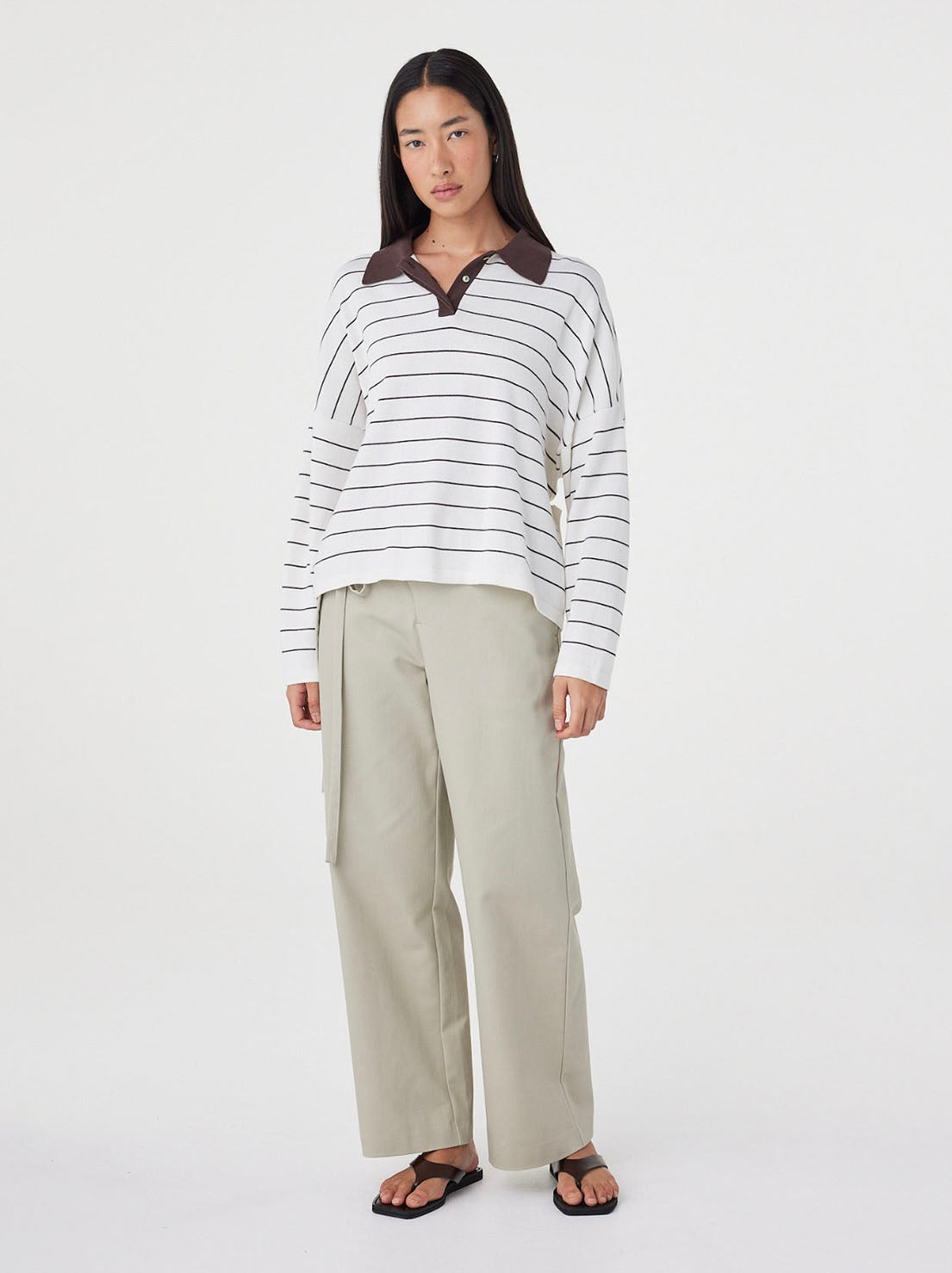 Arcaa Movement - Zia Tie Knit Jersey - Cream & Espresso Stripe