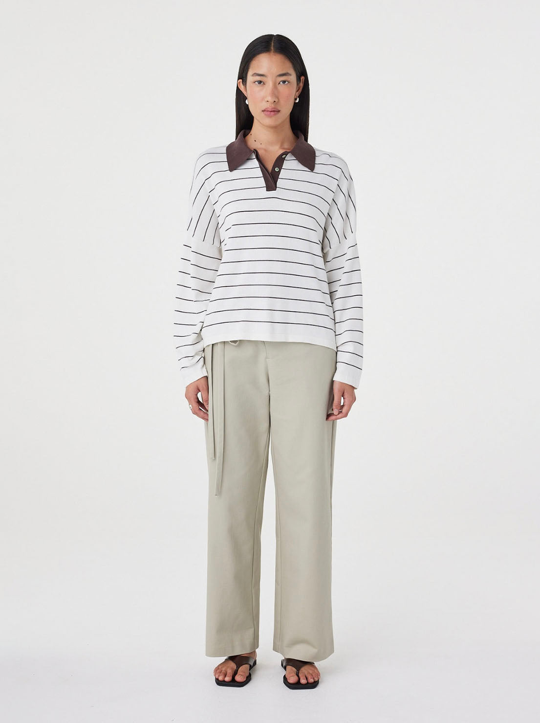 Arcaa Movement - Zia Tie Knit Jersey - Cream & Espresso Stripe