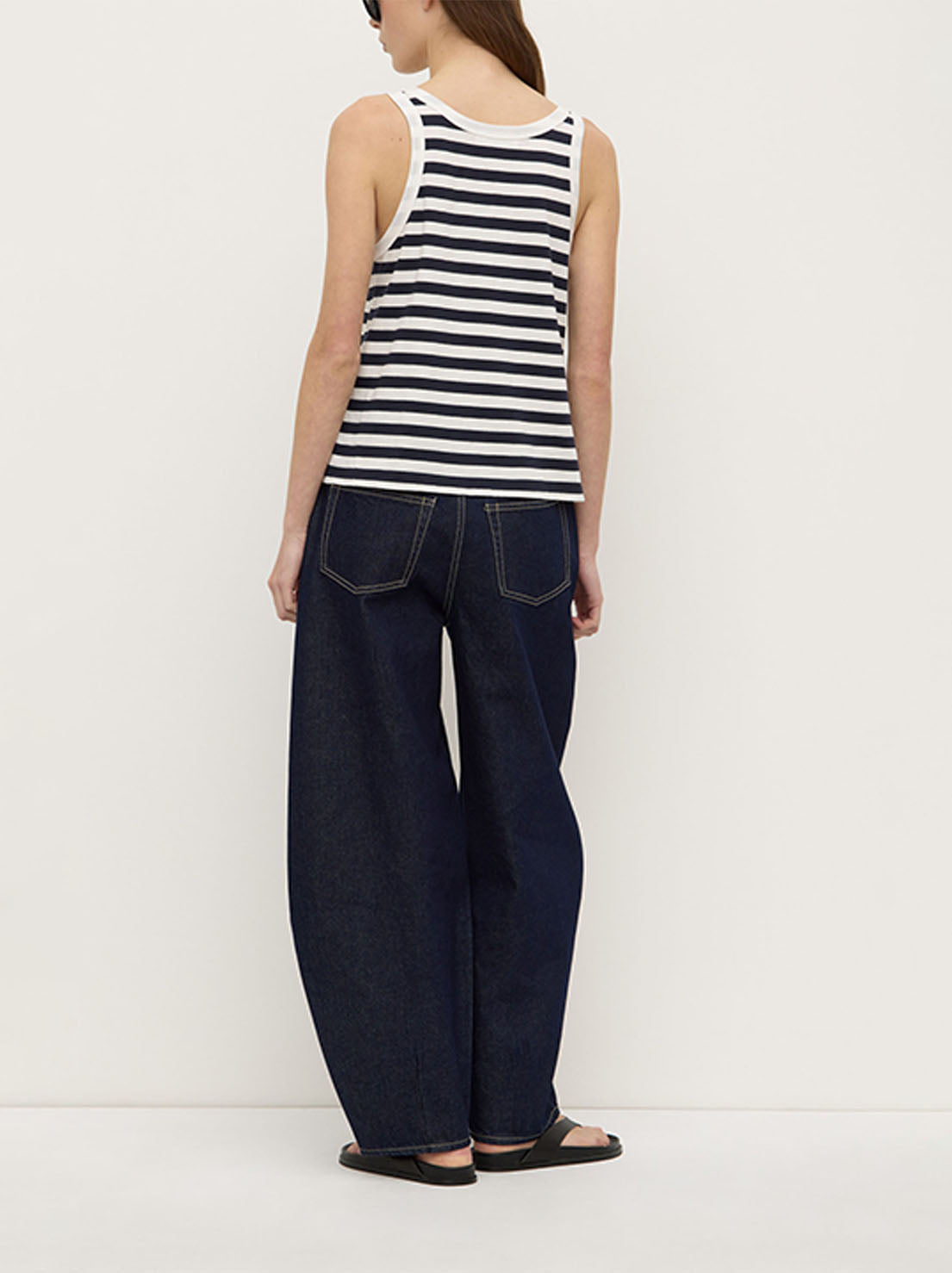 Assembly - Adria Stripe Jersey Tank - Antique White/Navy Stripe