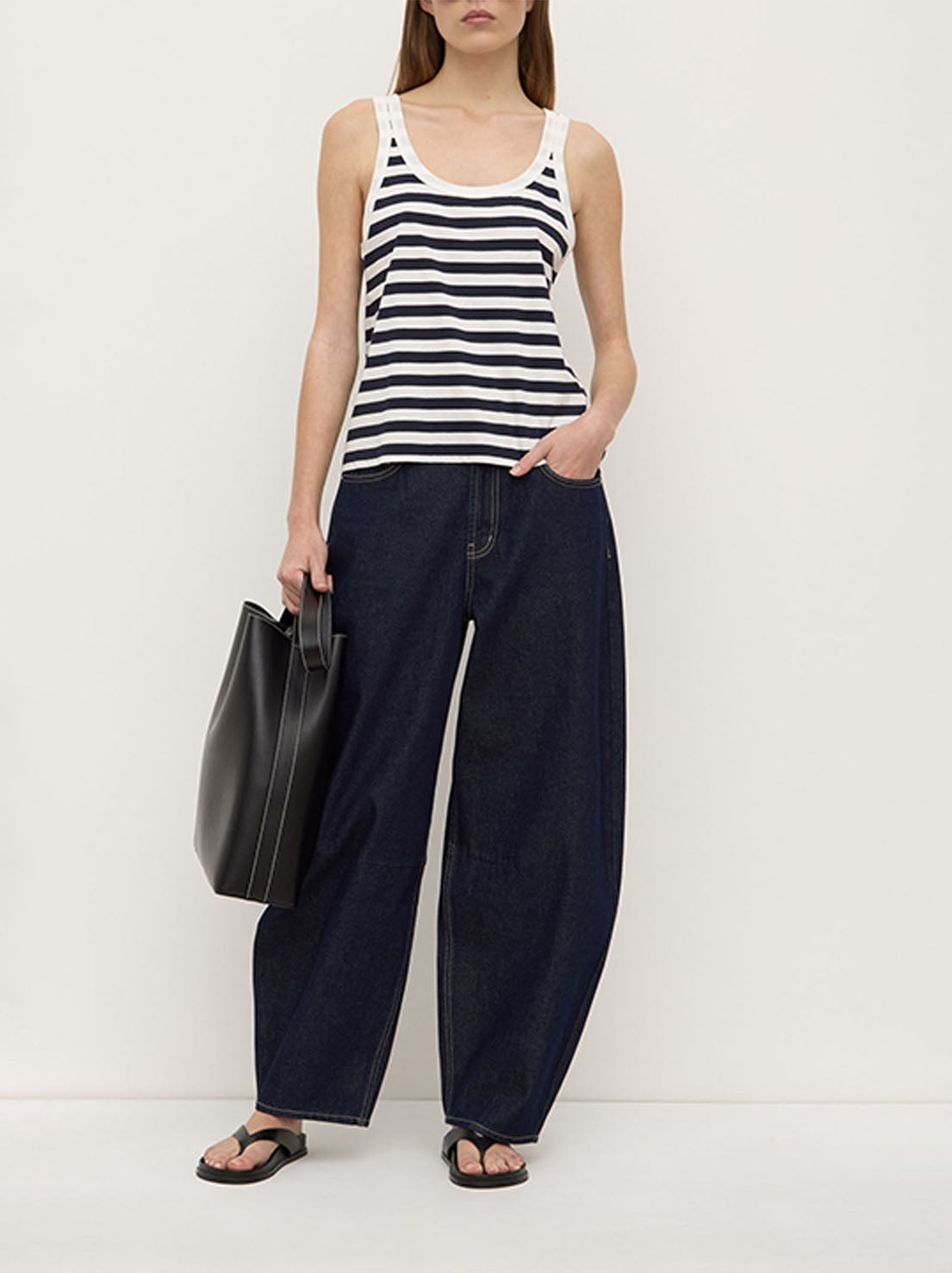 Assembly - Adria Stripe Jersey Tank - Antique White/Navy Stripe