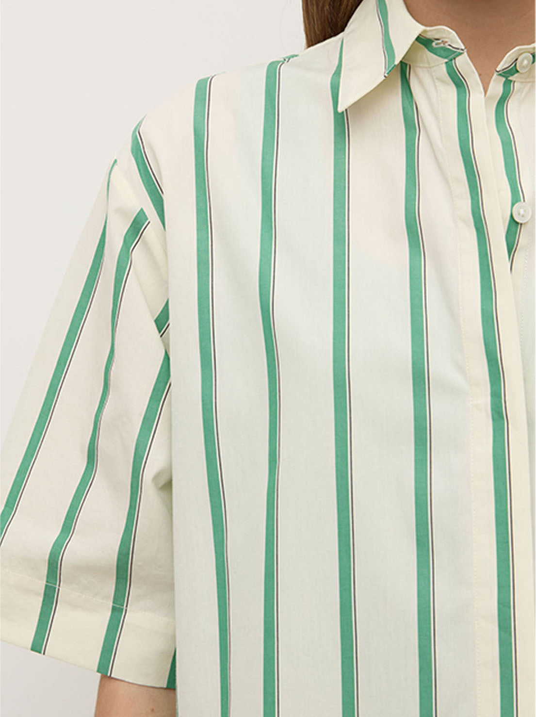 Assembly - Agnes Stripe Short Sleeve Shirt - Butter / Bright Green