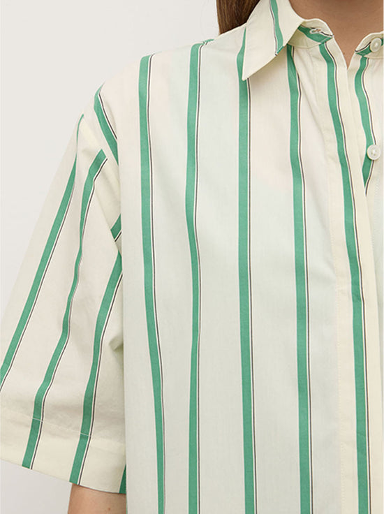 Assembly - Agnes Stripe Short Sleeve Shirt - Butter / Bright Green