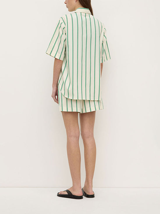 Assembly - Agnes Stripe Short Sleeve Shirt - Butter / Bright Green