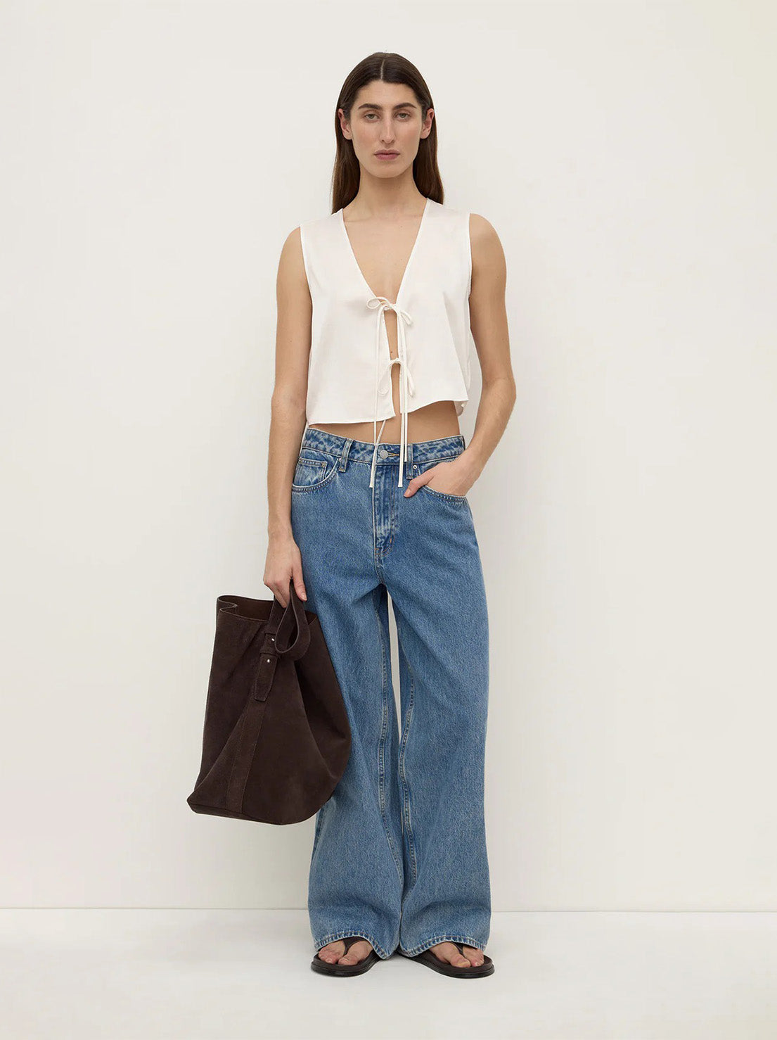 Assembly - Beal Silk Tie Front Top - Antique White