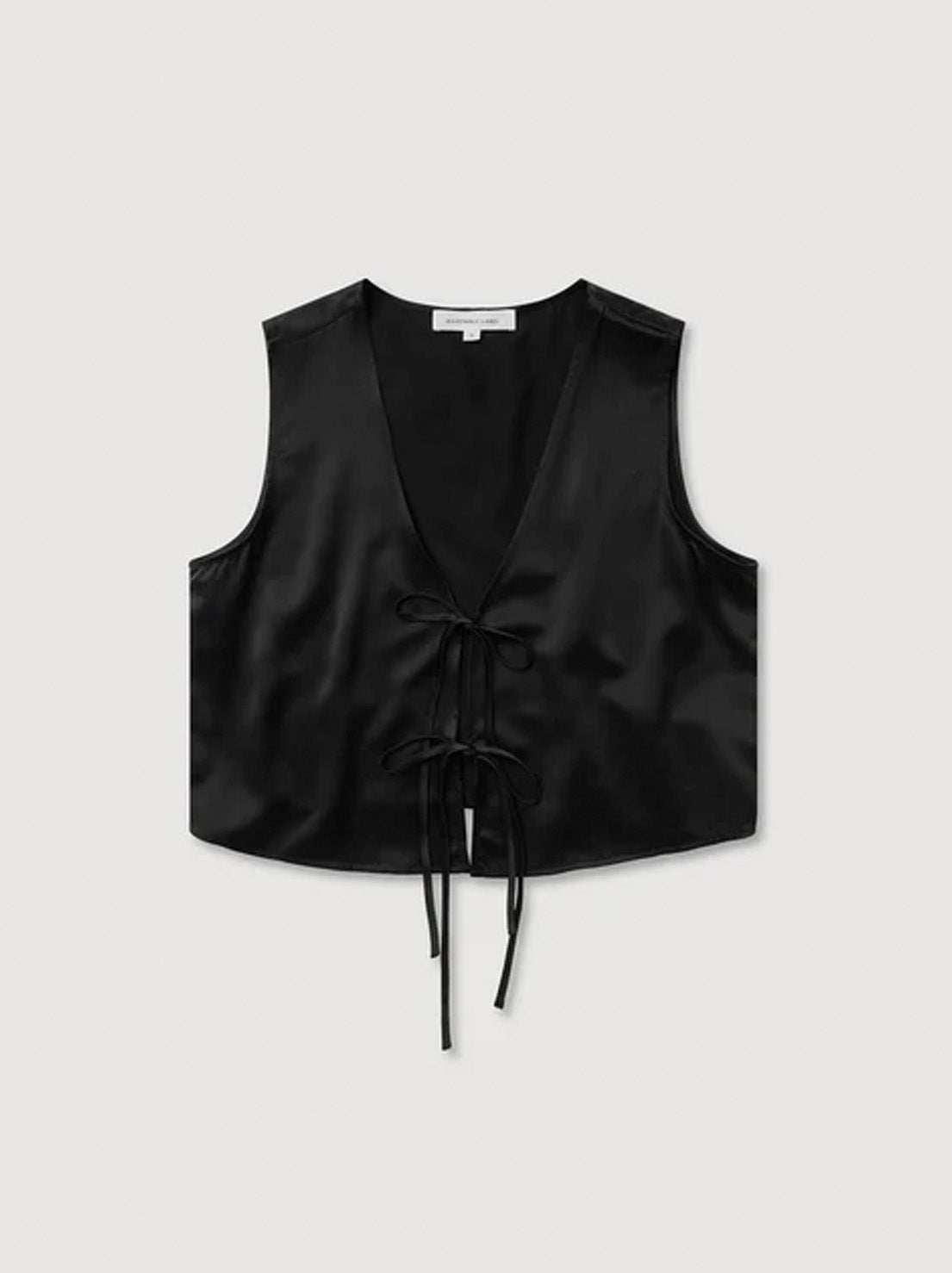 Assembly - Beal Silk Tie Front Top - Black