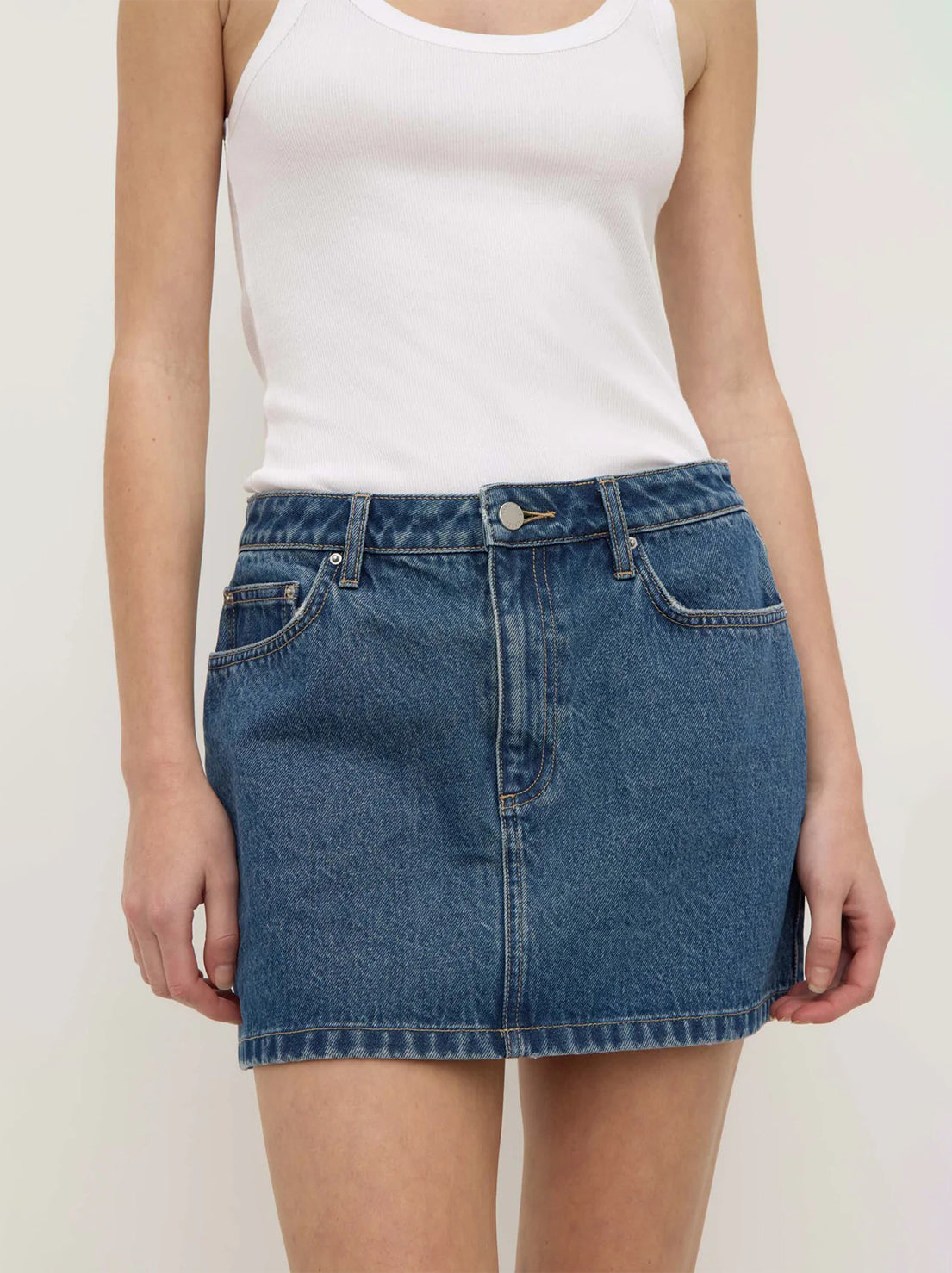 Assembly - Callista Denim Mini Skirt - Dark Indigo Fade