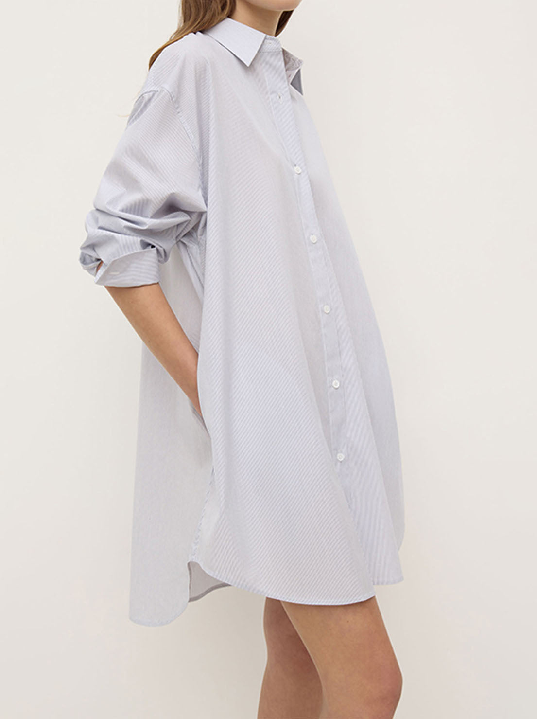 Assembly - Cora Stripe Shirt Dress - White/Navy Stripe