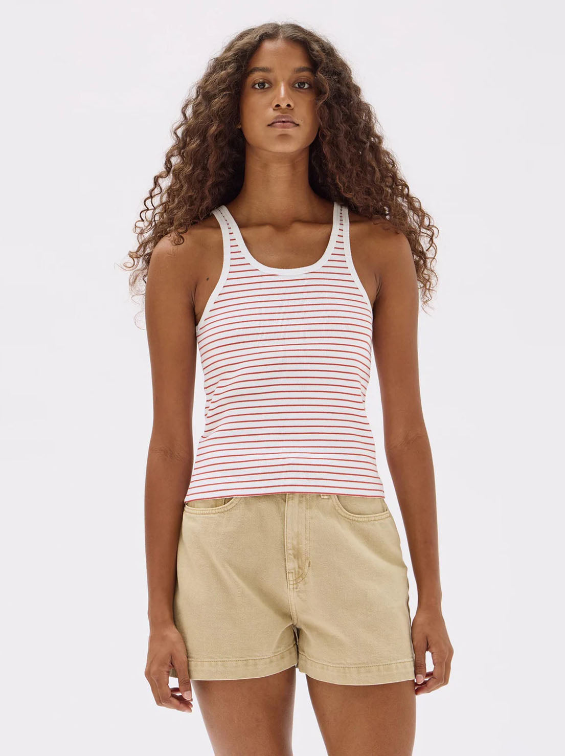 Assembly - Drew Rib Tank - Papaya / White