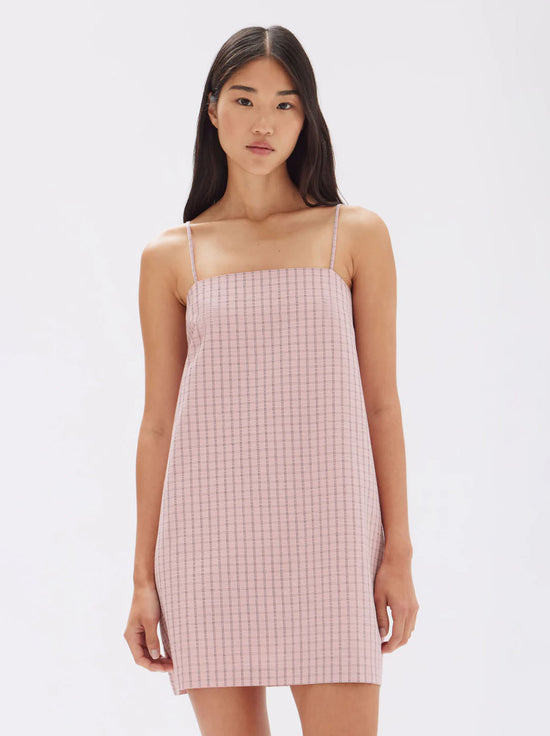 Assembly - Emile Seersucker Mini Check Shift Dress - Pomello