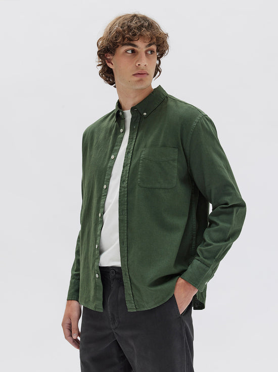 Assembly - Everyday Linen Long Sleeve Shirt - Forest